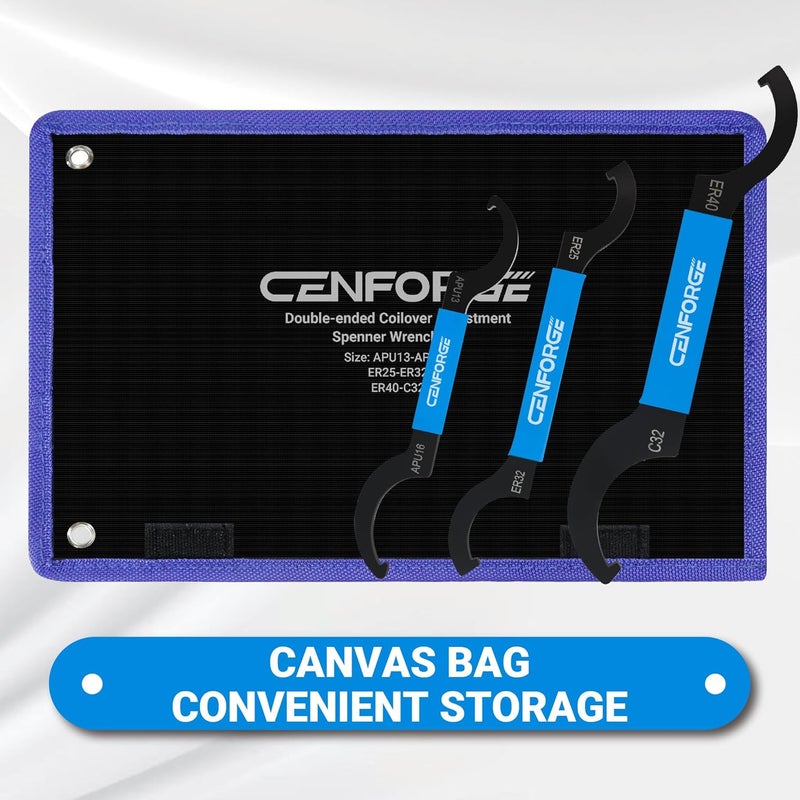 CENFORGE Cenfoge Double-ended Coilover Adjustment Spanner Wrench Set, 3-PC. Tool Kit for Suspension System and Shock Adjustments, Fit Coilovers Shocks with Nut OD APU13, APU16, ER25, ER32, ER40, C32 - Image 4